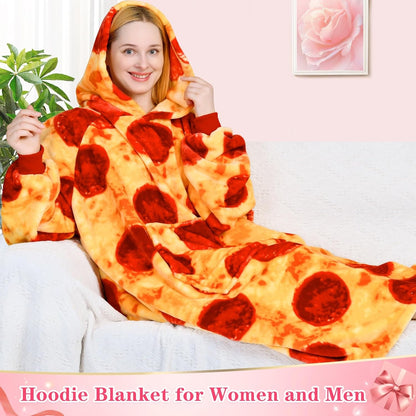 Wearable Blanket Sweatshirt Gifts for Women and Men, Warm and Cozy Giant Blanket Hoodie, Thick Flannel Blanket with Sleeves and Giant Pocket - Dark Gray