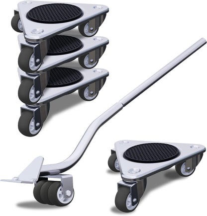 ONEON Heavy Duty Furniture Movers with Wheels Dolly with Auxiliary Lifter, All-New Upgraded Carbon Steel Panels & Dual-Wheeled Casters, Supports up to 1650 lbs (L)