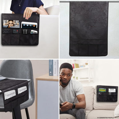 HAOMAIJIA Sofa Armrest Organizer, Remote Control Holder for Recliner Couch | Anti Slip Arm Chair Bedside Caddy Storage Organizer With 6 Pockets For Cell Phone Tv Remote Control Magazines (brown)