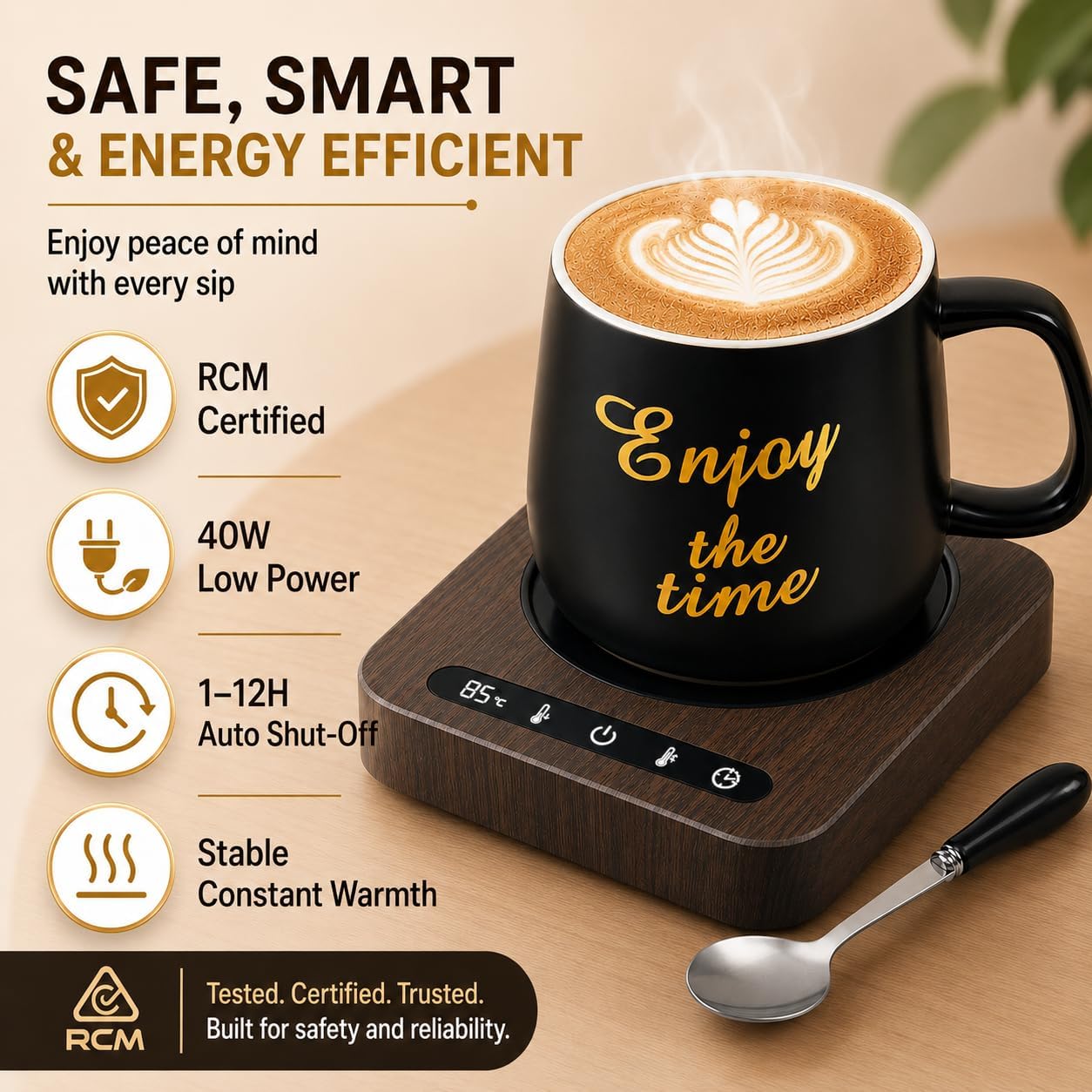 Mug Warmer Set - Coffee Mug Warmer for Desk with Temperature Display, 1-12Hour Auto Shut Off, Cup Warmer with Mug - Ideal Coffee Gifts for Heating Coffee, Beverages, Milk, Tea and Hot Chocolate.