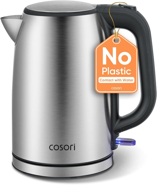 Cosori Stainless Steel Electric Kettle, No Plastic Contact with Water, 1.7L | Easy to Clean, Auto Shut-Off, Boil-Dry Protection, Tea Kettle, Hot Water Boiler, 1500W