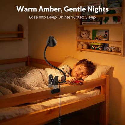 LEPOWER Clip on Light, Reading Lights for Books in Bed, 400LM, RG0 Eye-Care | 5 Colors & Stepless Dimming, Amber Glow Light & Auto Timer, Up to 2.3" Strong Clamp with Adapter for Headboard, Bedside, Desk