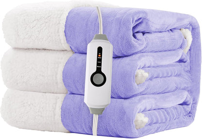 Electric Heated Blanket Full Size 72"x84" – Light Gray | ETL for Safe Overnight, 4 Heat Settings & 10H Auto Off, Dual-Sided Microplush Sherpa for Home Night, Machine washable