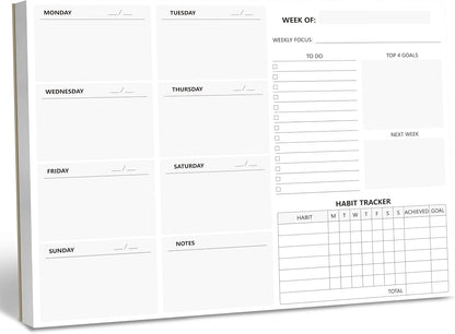 Weekly Planner Desktop List Note Pad To Do List with Magnet Mountings for Fridge Locker (90 Sheets 9" x 6")