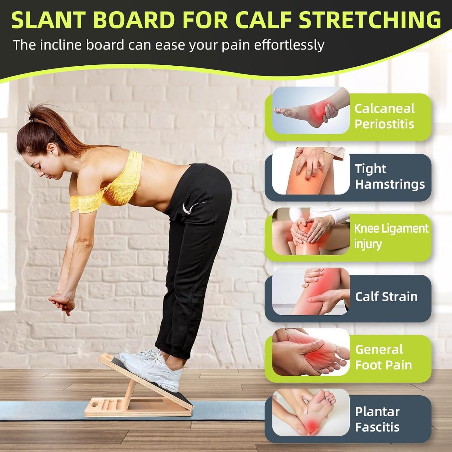 Reinforced Wood Slant Board, Adjustable Calf Stretcher with 15-30° Incline for Plantar Fasciitis Relief, Achilles Tendon Stretch, and Home Exercise Mobility,250LBS Capacity (Standard Version(15°–30°))