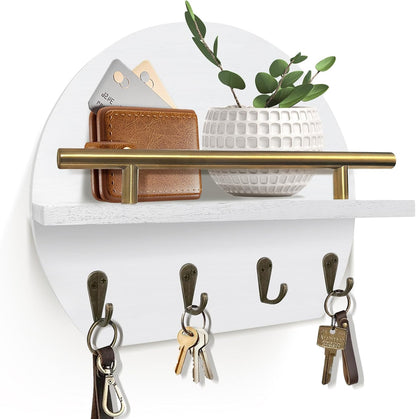 Key Holder Wall Mount Mail Organizer,4 Hook Semicircle Key Rack | Rustic Key Hanger for Entryway, Apartment Essentials, Home Decor Aesthetic