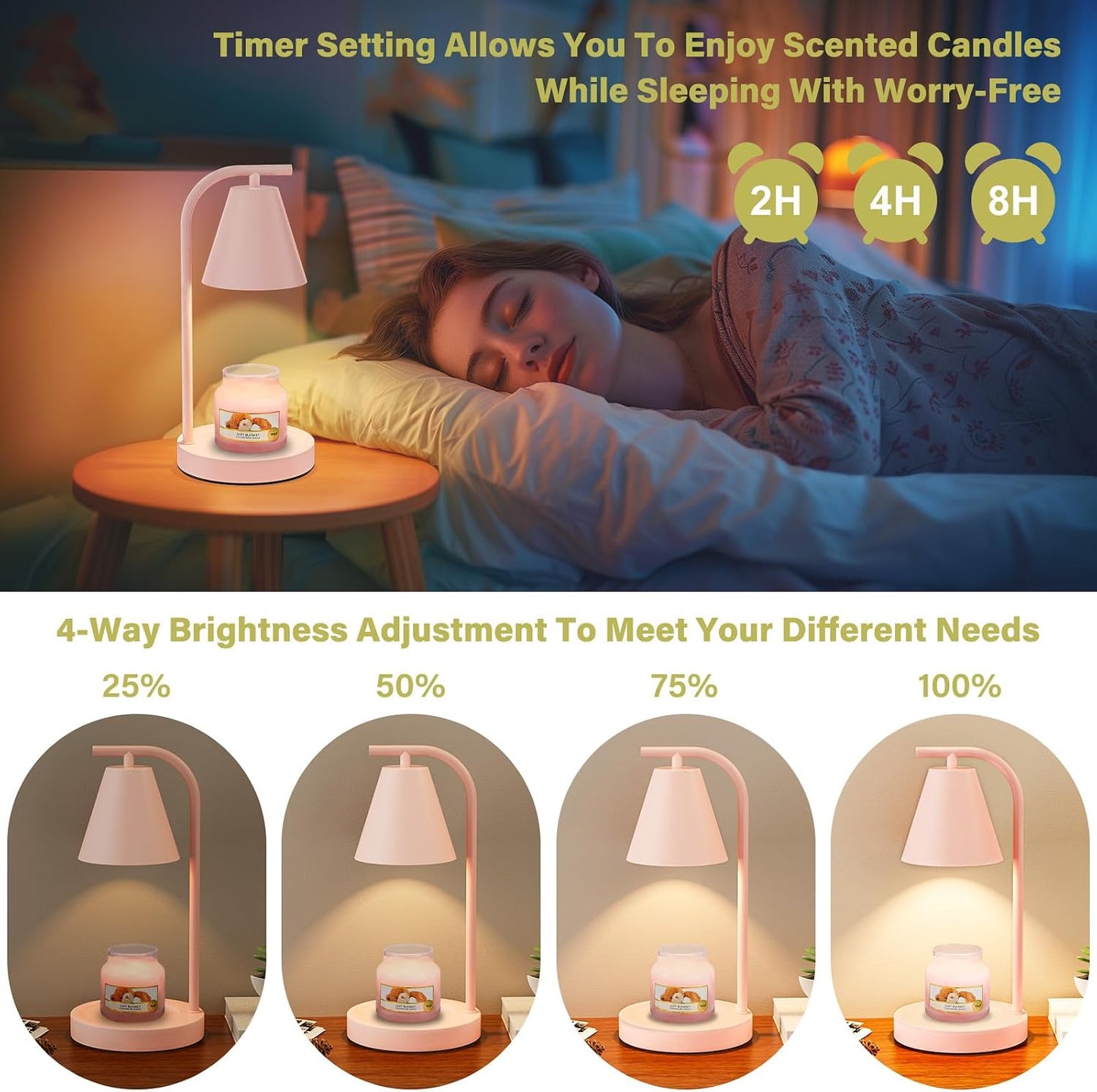 Brown Candle Warmer Lamp with Timer-Electric Candle Light for Bedroom Decor, Aromatherapy at Home | Gifts for Men | Home Gift Ideas