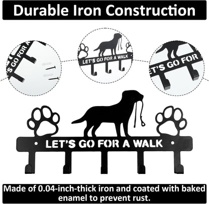 5-Hooks Dog Leash Holder for Wall,Key Holders Key Holder Leash Hooks | Metal, Wall Mounted, with Screws, Dog Accessory Holders, Pet Leashes Organizer, for Collars, Entryway, Hallway, Kitchen Decor