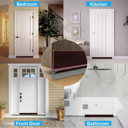 2 PCS Door Draft Stoppers with Brush, Door Sweep 2" W x 39" L White | Soundproof Door Sealer for Exterior/Interior Doors and Dust/Noise/Hot or Cold Air Insulation