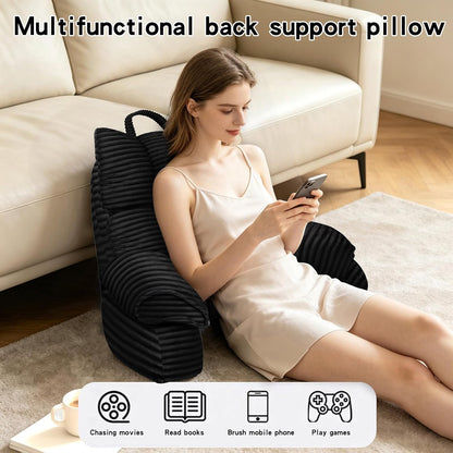 Reading Pillow for Bed with Arms, Back Support, Memory Foam（Grey Black）