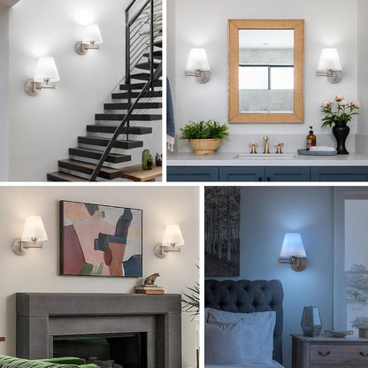 Cordless Battery Operated Wall Sconces Set of 2, Black Swing Arm Wall Sconce, Rechargeable Wall Mounted Reading Light Bedside Wall Lamp, Wireless Wall Sconce Fixtures for Bedside, Hallway, Study