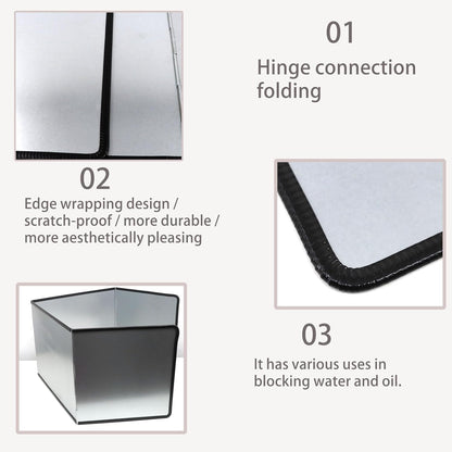 4-Sided Stainless Splatter Guard for Frying Pan | Rustproof steel, full grease shield, foldable, easy clean for kitchen frying