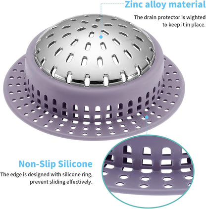 Aluvor Bathtub Drain Hair Catcher Shower Drain Cover Sink Drain Protector | Bathroom Sink & Bathtub Drain Strainer for Pop-Up & Regular Drains, grey