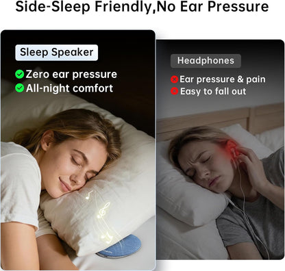 Kinglucky Pillow Speaker for Sleeping, Built-in White Noise Ultra-Thin Bluetooth 6.0 Under Pillow Speaker for Side Sleepers,Auto Shut-Off, Rechargeable Portable for Travel, Couples Shared Bed, Blue