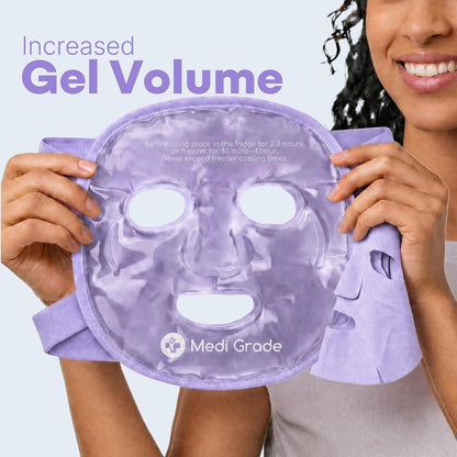 Medi Grade Face Ice Pack and Cooling Eye Mask Set, ChillGel Gel Mask, Green