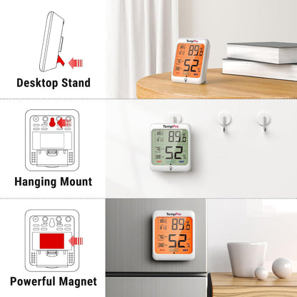 TempPro TempAir Digital Hygrometer Indoor Thermometer for Home | Temperature Humidity Sensor with Comfort Indicator & Max Min Records, Backlit Display Room Thermometer Humidity Meter