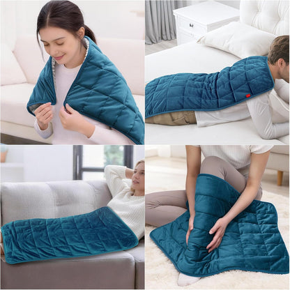 Comfytemp Weighted Heating Pad for Back & Period, FSA Eligible Electric Heat Pad, Birthday Gift for Women Men Mom Dad & Father Day Gifts, 2.2 lb HSA Neck Shoulder Heated Pad, 2H Auto-Off, 12x24, Blue