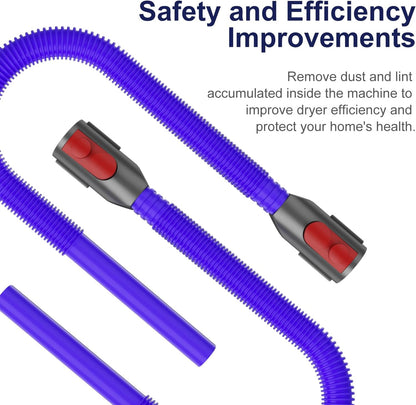 Dryer Lint Vacuum Attachment Compatible with Dyson V15 V12 V11 V10 V8 V7 Gen5 Cordless Vacuum Cleaner, Flexible Dryer Vent Cleaner Kit Lint, The switch lock, so you don't need press the switch tightly