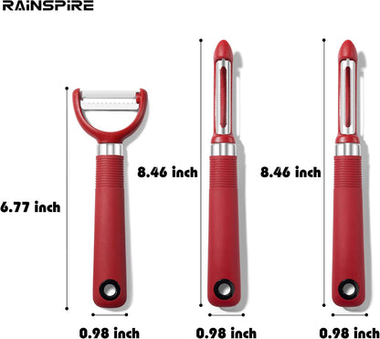 Rainspire 3-Piece Peeler Set, Premium Swivel Vegetable Peeler, Kitchen Gadgets Apple Peeler Potato Peeler Veggie Peeler Fruit Peeler, Dishwasher Safe Kitchen Accessories, Grey