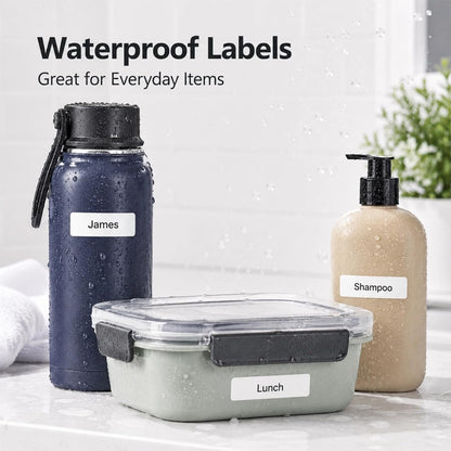 Clear Waterproof Removable Label Stickers 4"x2" 120pcs Vinyl for Kitchen Food Storage Jars Freezer Bottles, Write-On, Oil Resistant, Peel and Stick, w/Marker Pen