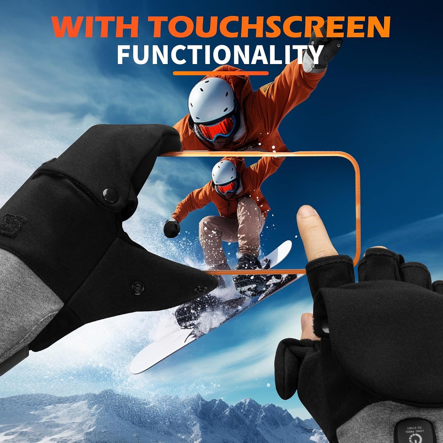 Heated Gloves for Men Women, Rechargeable Detachable Full & Half Hands Heated Glove Fingerless Electric Heating Gloves Hand Warmer for Work, Hunting, Skiing, Outdoor Work
