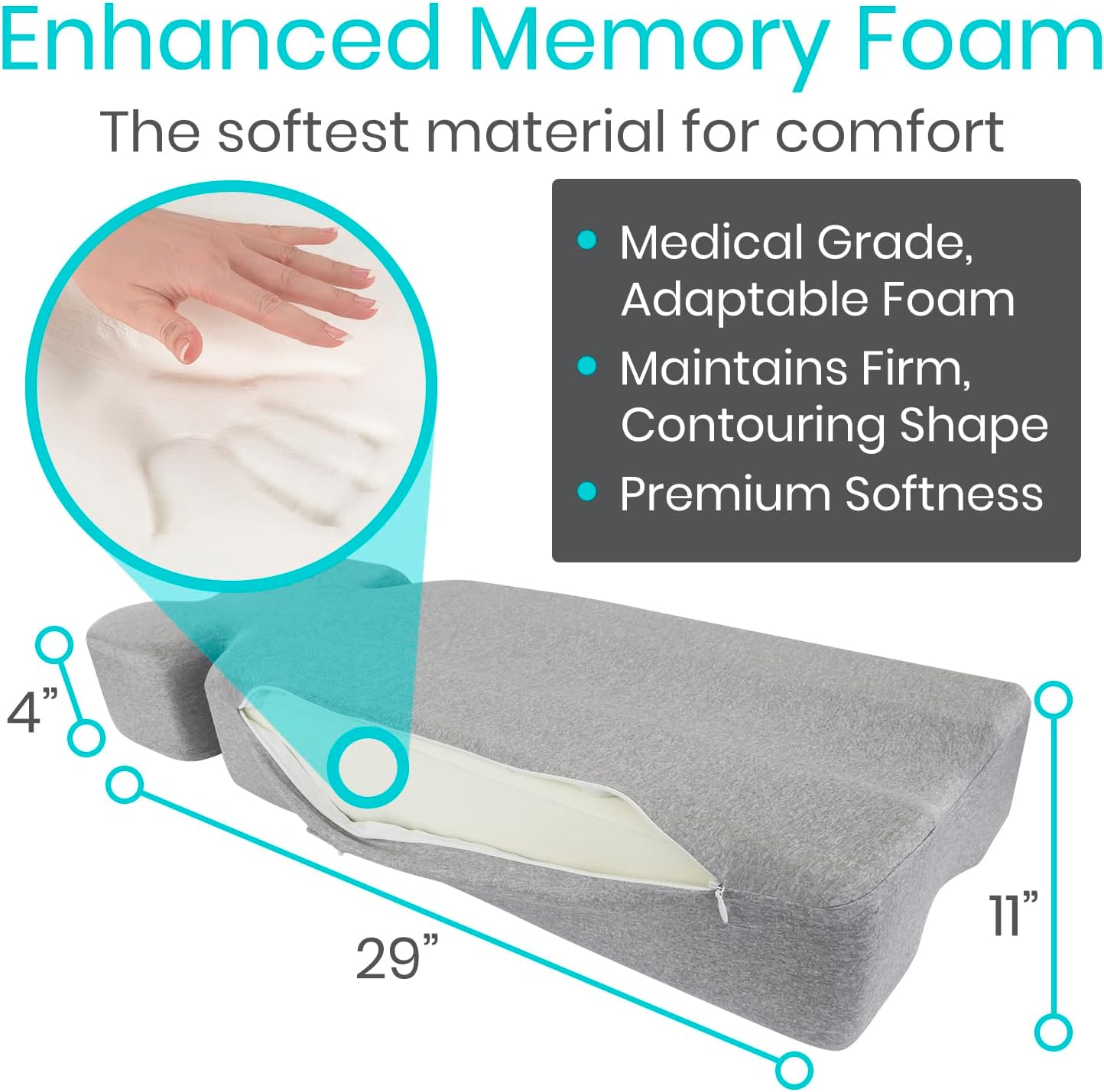 Xtra-Comfort Leg Pillow for Side Sleeping - Hip Pain Pillow for Between Legs - Memory Foam Wedge for Hip, Knee, Back Relief, Pregnancy, Sciatica - Orthopedic Breathable, Machine Washable Cover | Legs - Memory Foam Wedge for Hip, Knee, Back Relief,