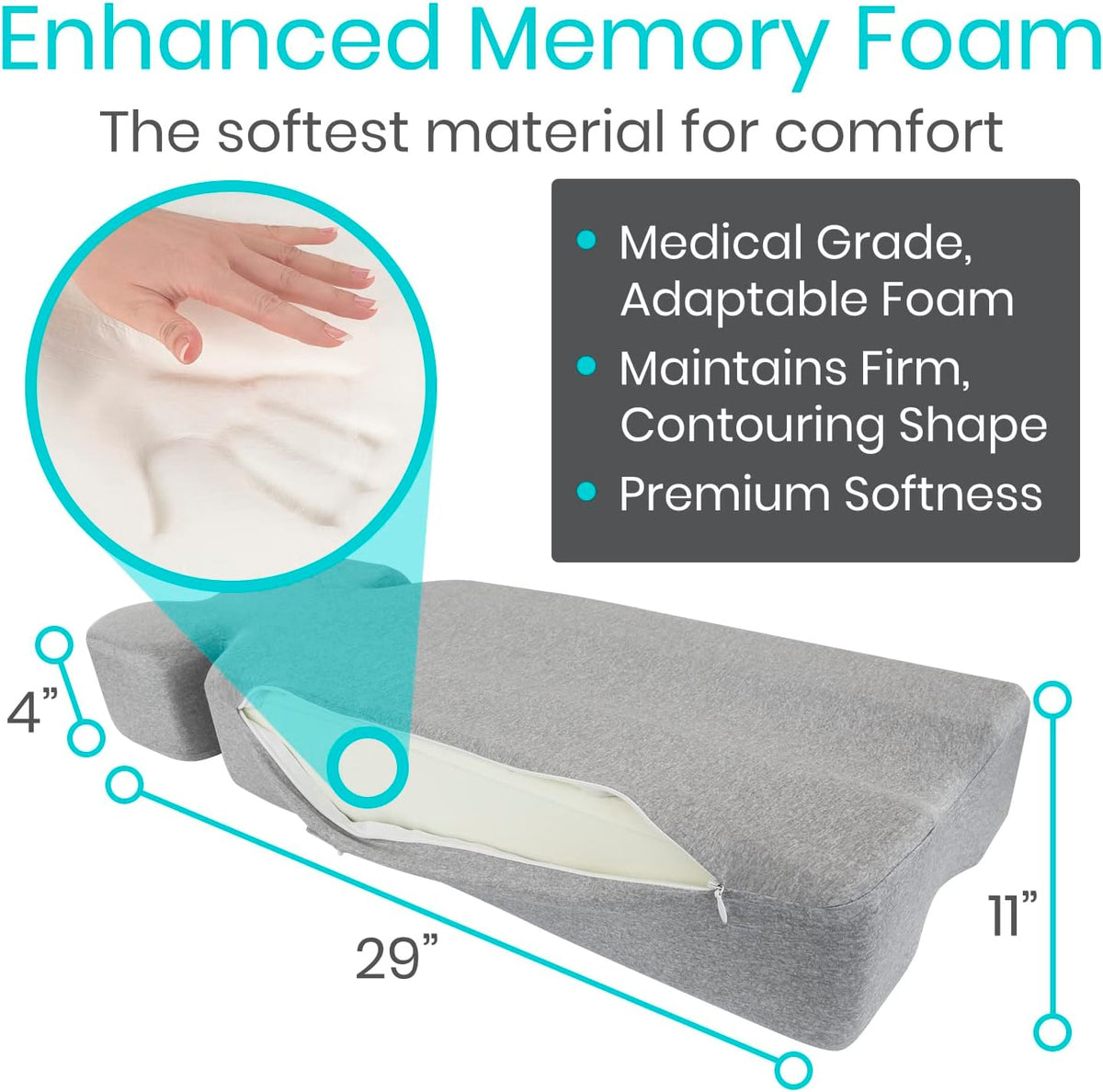 Xtra-Comfort Leg Pillow for Side Sleeping - Hip Pain Pillow for Between Legs - Memory Foam Wedge for Hip, Knee, Back Relief, Pregnancy, Sciatica - Orthopedic Breathable, Machine Washable Cover