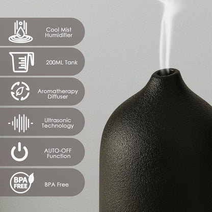 Diffuserlove Ceramic Essential Oil Diffuser 160ML Aromatherapy Diffuser for Home Bedroom Room Cool Mist Humidifier Stone Air Diffusers (Size:6.8" H x 3.6" W)