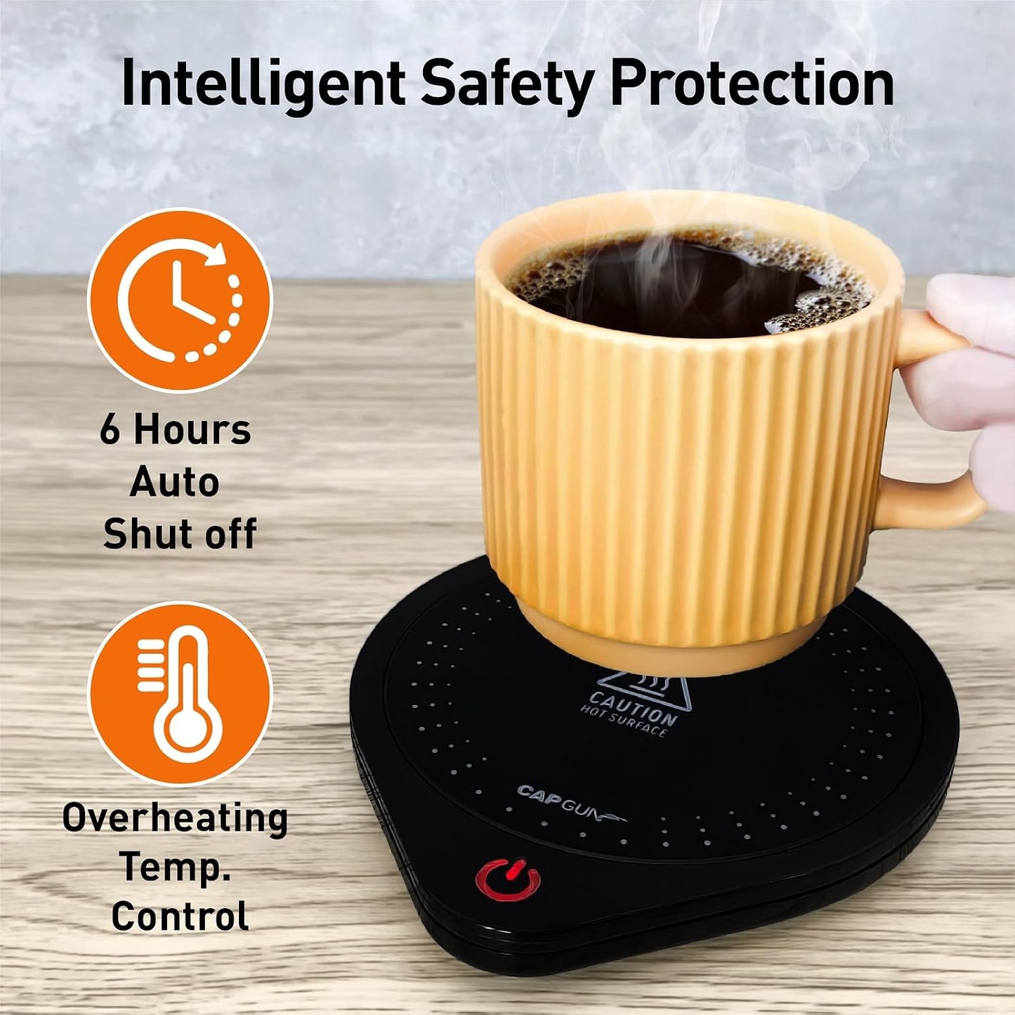 25W Electric Candle Warmer for Coffee Mugs, 75℃ Heating & Auto Shut-Off, Spill-Proof Desk Warmer for Beverages (White)