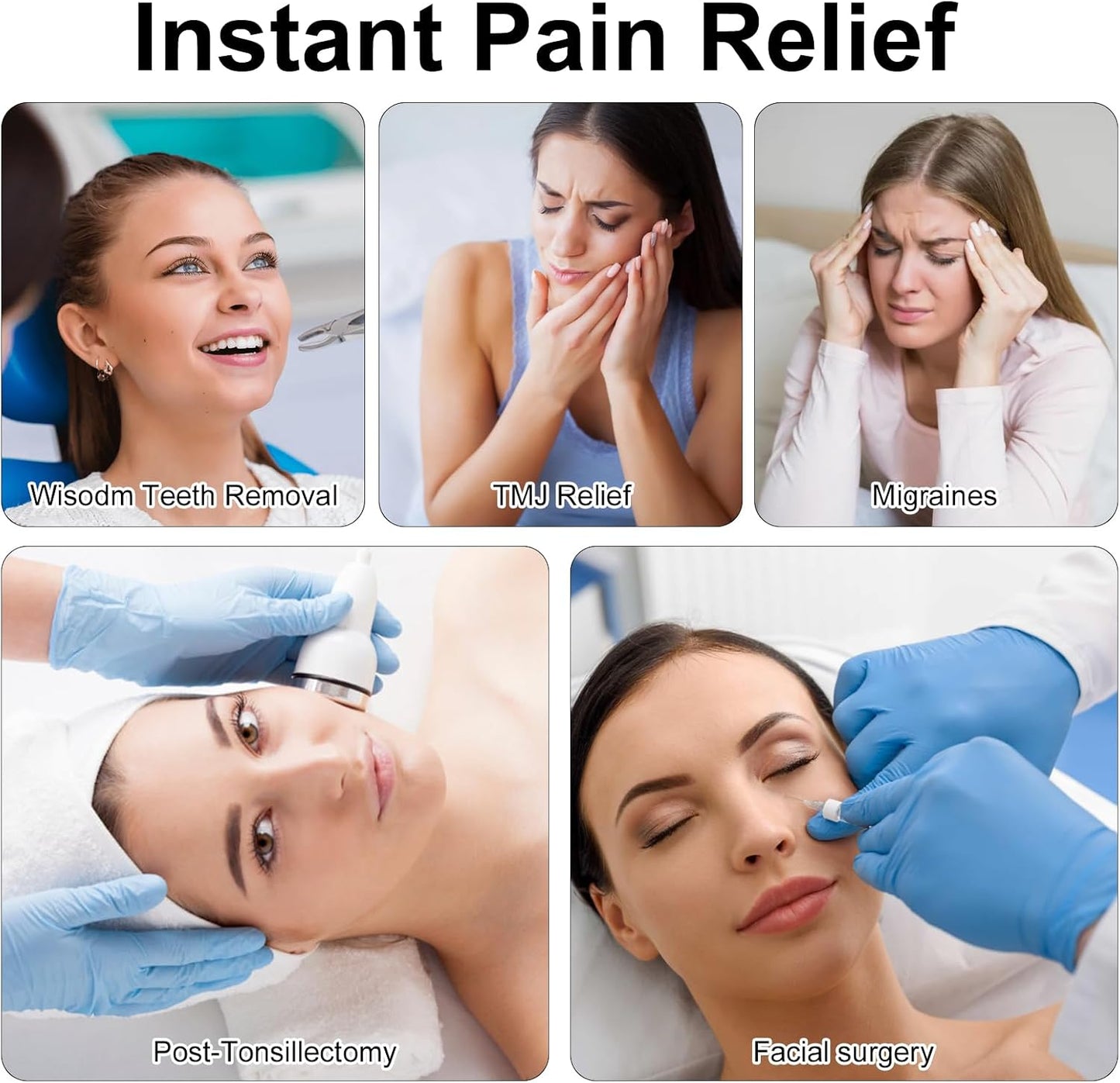 Wisdom Teeth Ice Pack Head Wrap for TMJ Pain Relief, Oral Surgery Recovery, Face & Jaw - Reusable Hot & Cold Therapy with 4 Gel Packs for Dental Implant, Tooth Extraction, Swelling（Pea Green）
