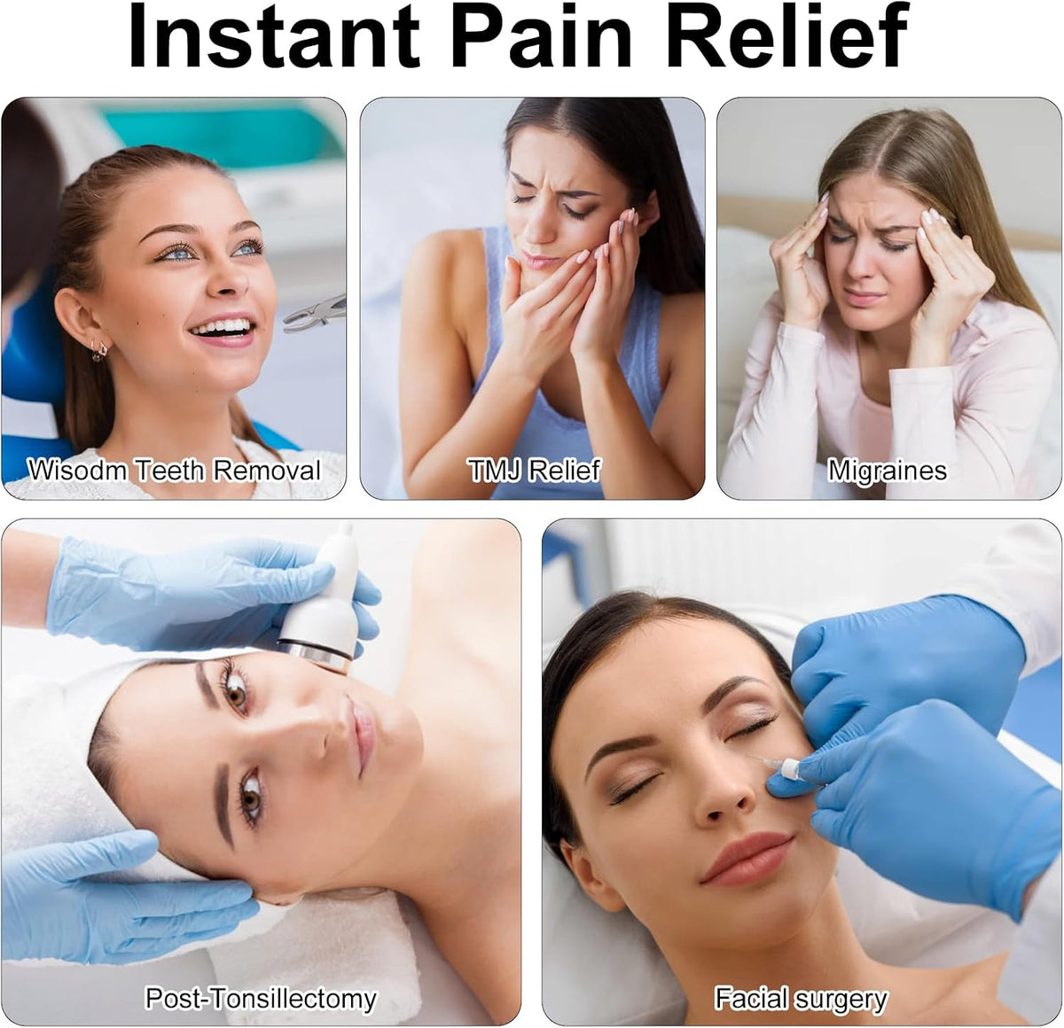 Wisdom Teeth Ice Pack Head Wrap for TMJ Pain Relief, Oral Surgery Recovery, Face & Jaw - Reusable Hot & Cold Therapy with 4 Gel Packs for Dental Implant, Tooth Extraction, Swelling（Pea Green）