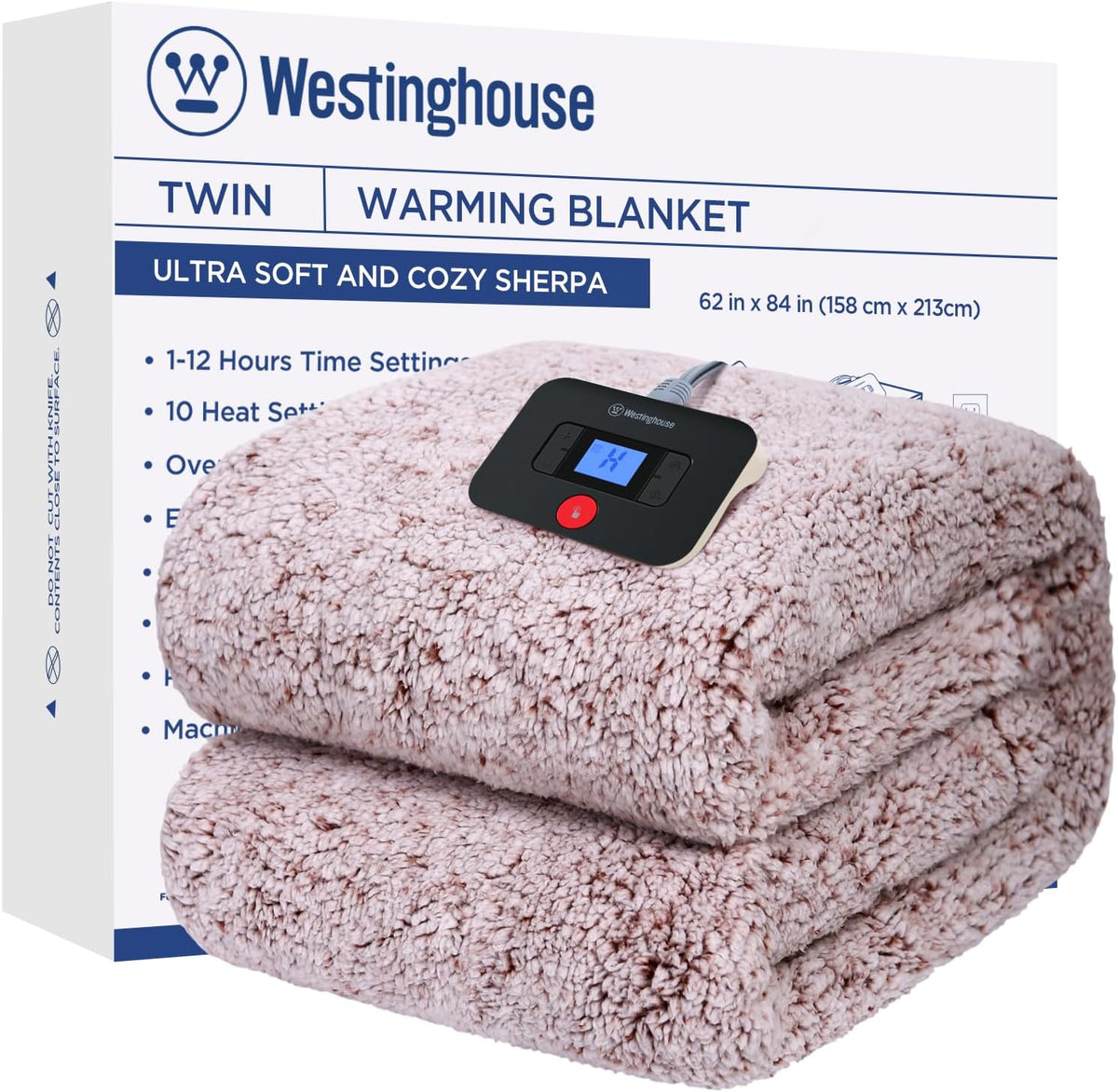 Westinghouse Electric Blanket Heated Throw, 6 Heat Settings, Grey