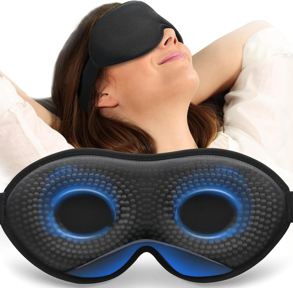 MABAO Weighted Sleep Mask, 100% Blackout Blindfold for Sleeping, Black