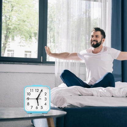 Analog Alarm Clock, Silent Non Ticking Table Clock, Travel Bedside Clock with Snooze, Night Light, Ascending Beep Sounds, Battery Operated Loud Small Clocks for Bedroom Travel Office, Black