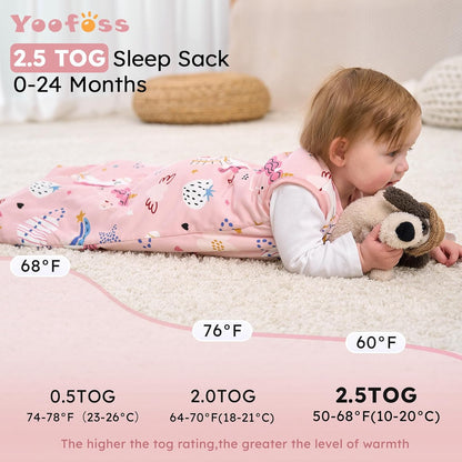Yoofoss Baby Sleep Sack 0-6 Months Wearable Blanket for Babies 100% Organic Cotton 2-Way Zipper TOG 0.5 Toddler Sleeping Sack 3 Pack, Sleep Sacks