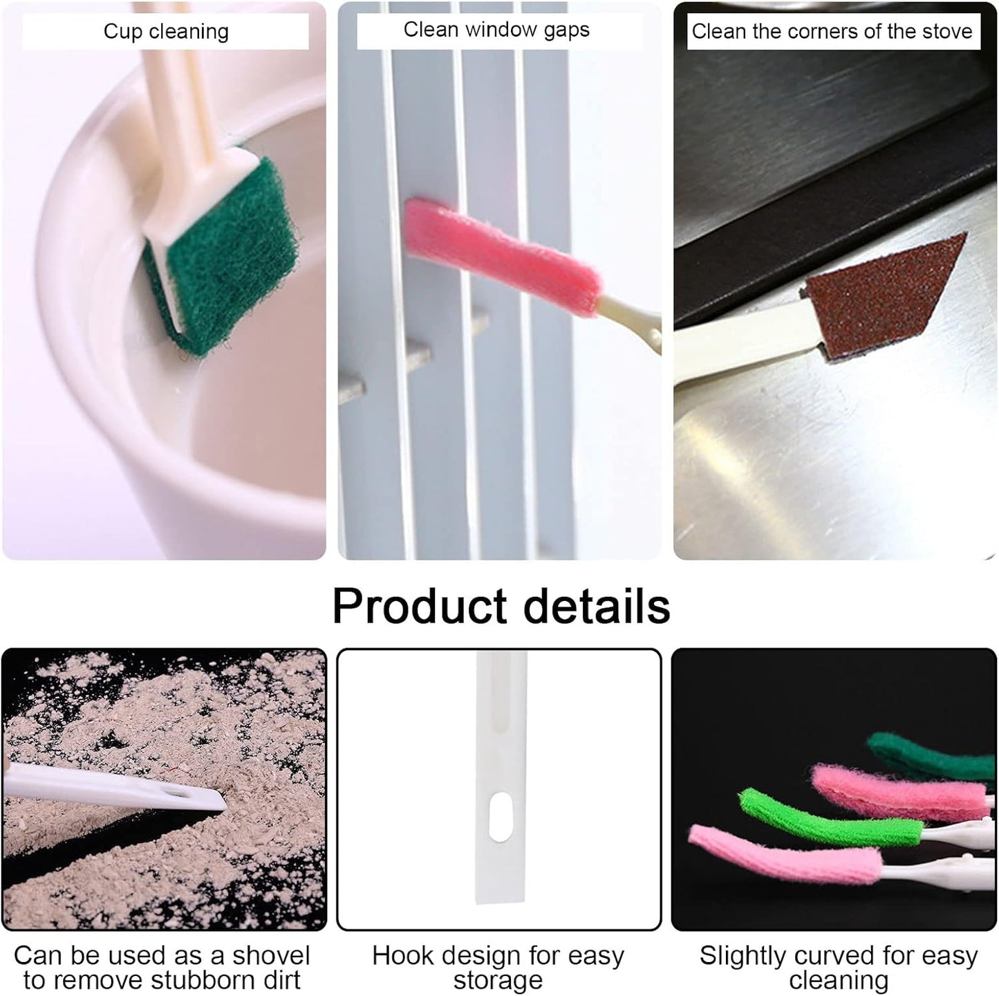 Crevice Cleaning Brushes (White) Deep Clean Set for Kitchen, Appliances, Grout, and Narrow Spaces - Small Detail Scrub Brush for Tile