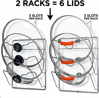 Simple Houseware 2-Pack Door/Wall Mount Pot Lid Organizer Rack, Chrome | Cabinet Door / Wall Mount, 9.5" W x 4.5" D x 11.5" H