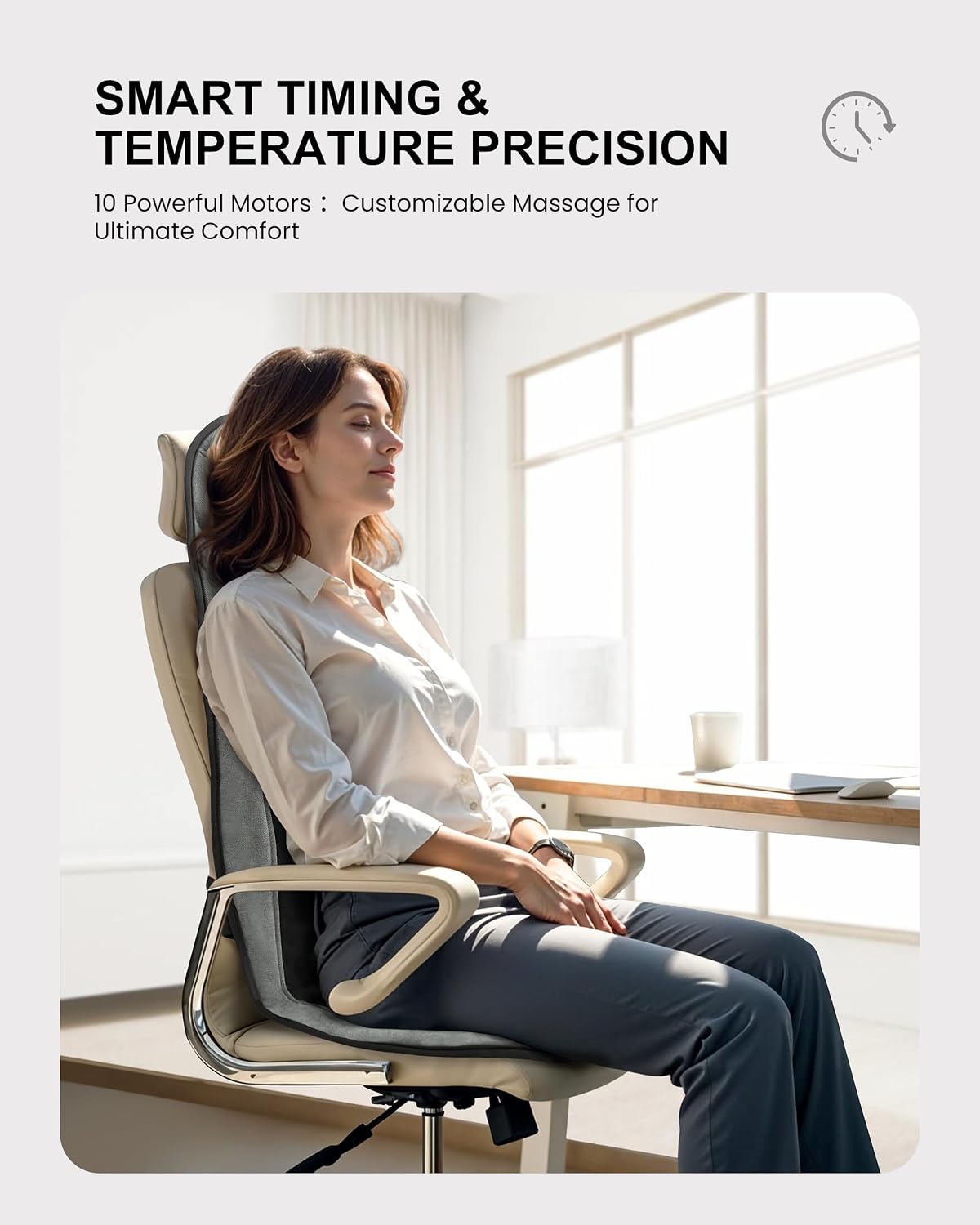 COMFIER Vibration Back Massager with Heat, 10-Motor Massage Seat Cushion for Chair, Graphene Heated Massage Chair Pad for Back, Lumbar & Thighs, 5 Modes, 3 Intensities, Home Office Recliner Gift