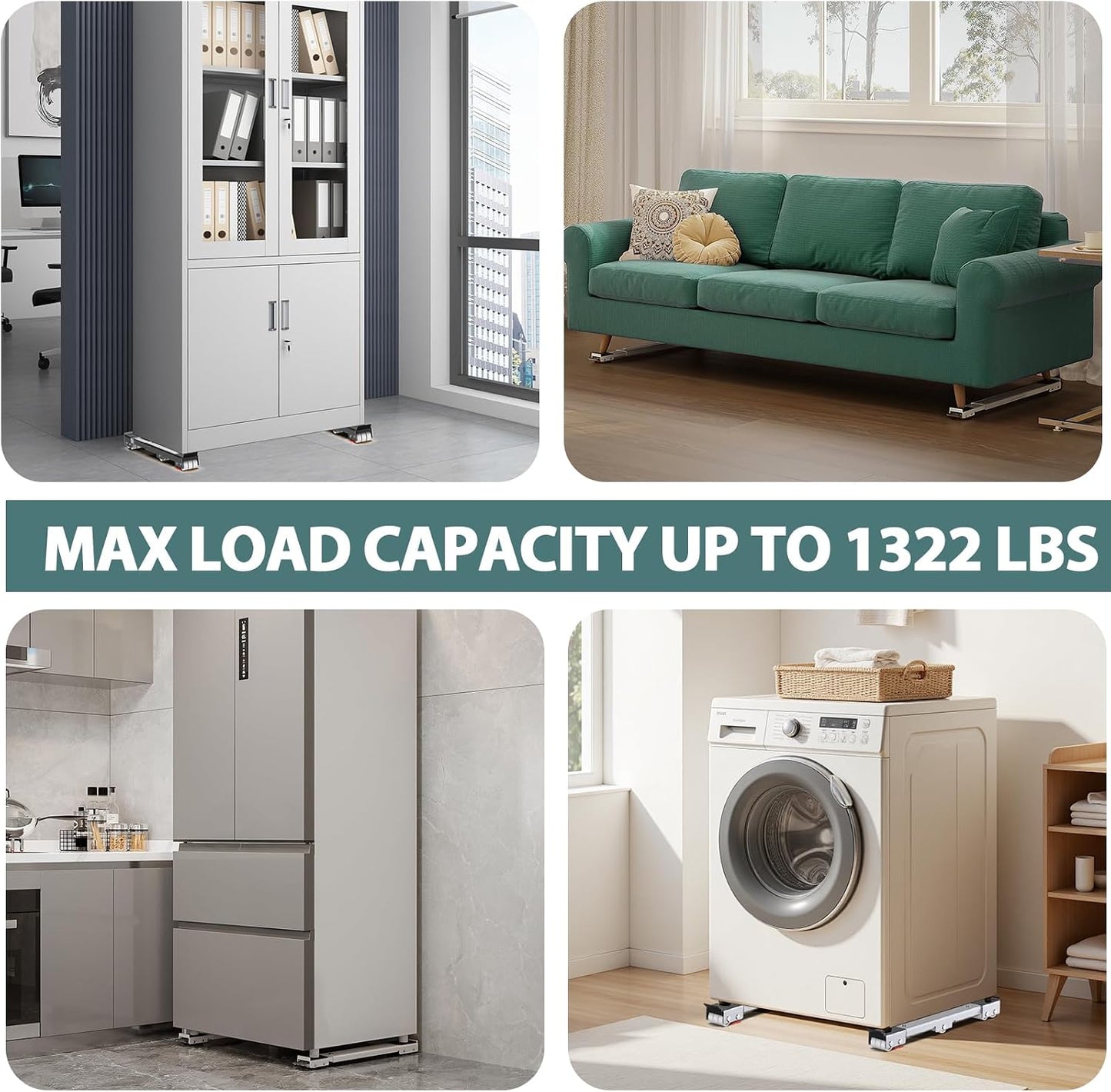 Appliance Roller Heavy Duty Extendable Furniture Slider Stand up to 1300LBS | Appliance Sliders With Anti-Slip With Lifter Lever Tool Easily Move Washer Dryer Machines Refrigerators Base Stand