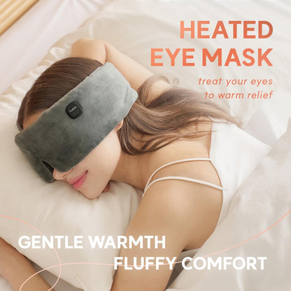 HubiCare Plush Heated Sleep Eye Mask with 2500mAh Battery, Ultra-Soft Warm Compress for Dry Eyes & Relaxation, 3 Heat Levels, Auto-Off Timer, Portable Adjustable Eye Warmer