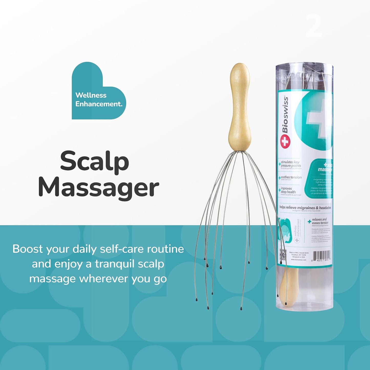 BioSwiss 2-Pack Handheld Full Body Massager, 4-Leg Pressure Point Tool for Back, Neck, and Shoulder, Includes 1 Large and 1 Small