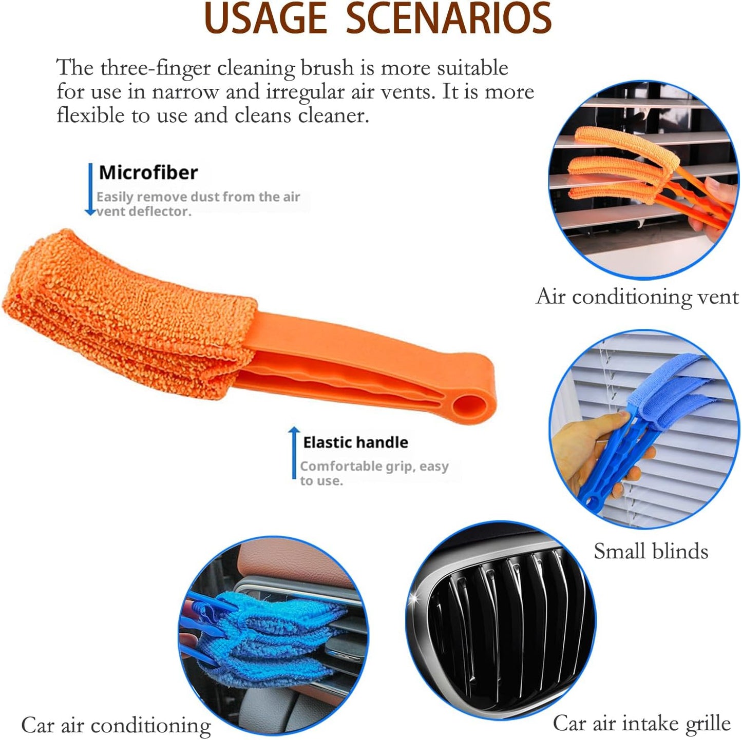 Washable Blinds Cleaner Tool, Blind Duster, Microfiber Dusting Brush for Venetian Blinds, Window Shutters, Air Conditioner Vents (4-Pack)