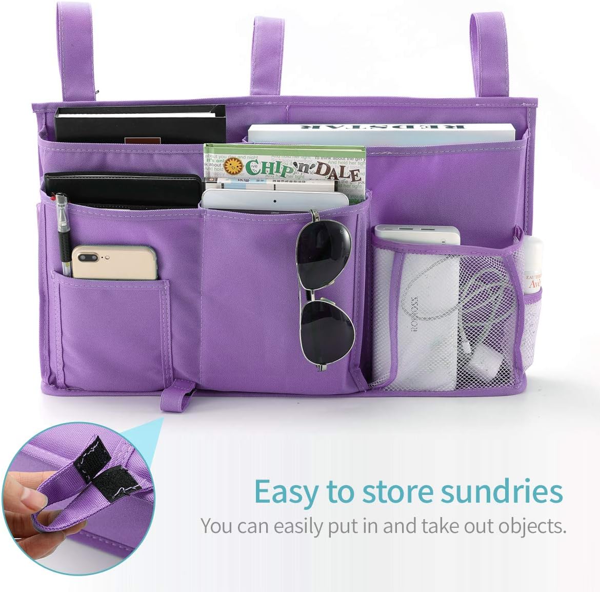 Bseash Bunk Bed Organizer, Bedside Caddy Hanging Bed Organizer Storage Bag 8 Pockets, for College Dorm Rooms Bed, Hospital Bed, Baby Bed Rails, 600D Oxford Cloth