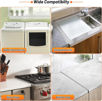 Stainless Steel Stove Gap Covers (2PCS),Stove Gap Filler,Range Trim Kit,Stove Guard for Kitchen Oven Gap Between Stovetop and Counter,Easy Clean Heat Resistant,Adjustable Length 13.8'' to 27.5'',Black