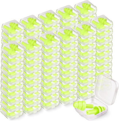 Trelaco 100 Pairs Silicone Ear Plugs Bulk with Case Nrr 29db, Black