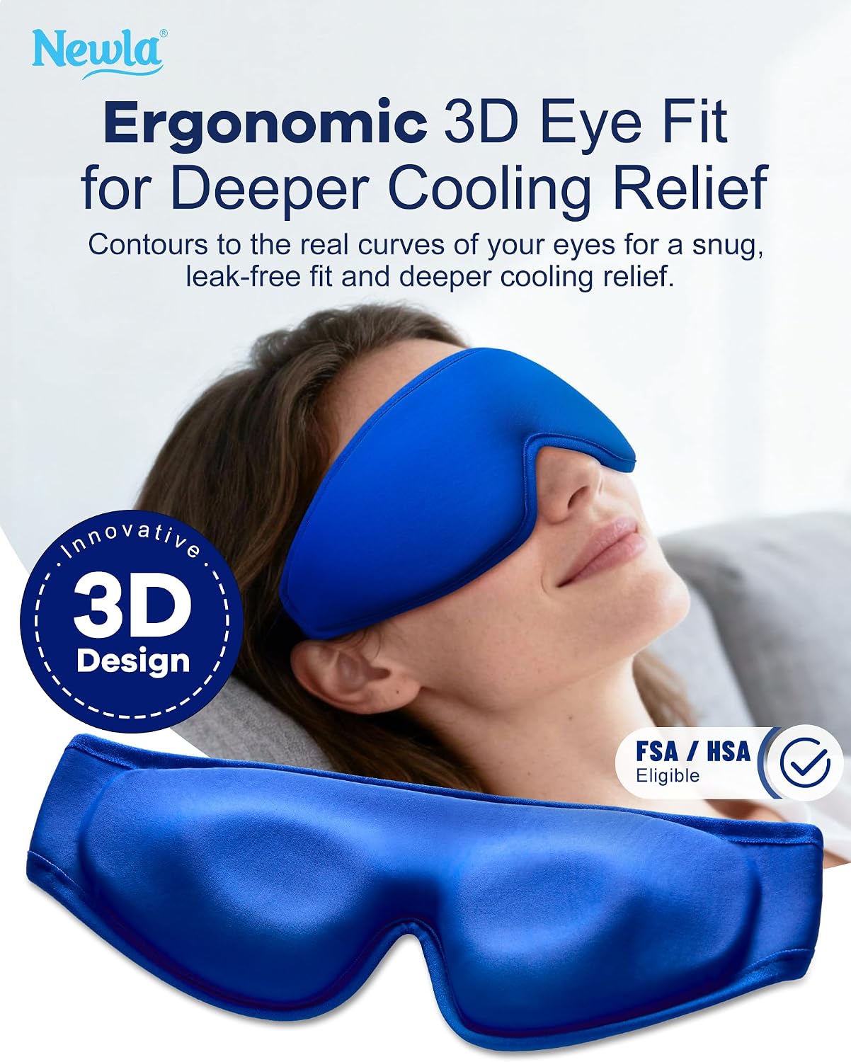 Cooling Gel Eye Mask for Puffy Eyes, Larger Full-Eye Contour Cold Compress | Ice-Cold Gel Therapy, Forehead & Upper Cheek Cooling Relief, Reusable Ice Pack for Eyes, FSA Eligible Items HSA, Black