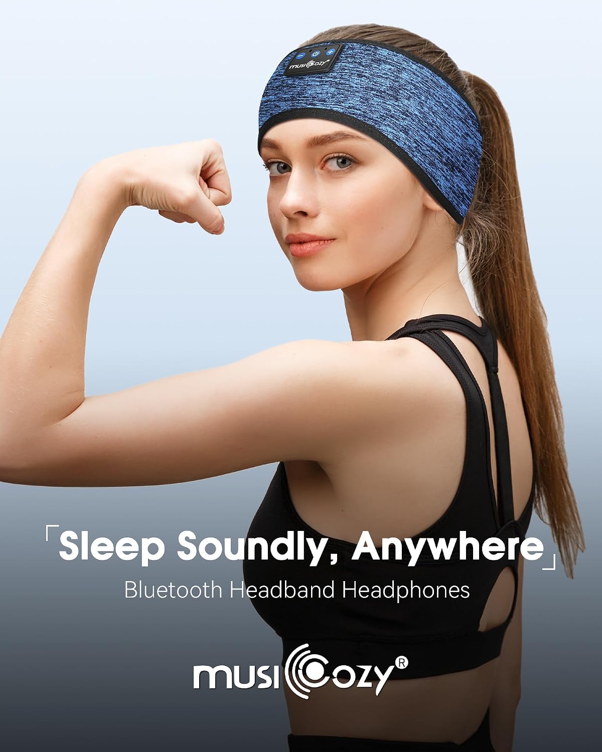 MUSICOZY Sleep Headphones Bluetooth Headband Headphones for Side Sleepers | Sleeping Headbands Wireless Sports Earphones Sweat Resistant Earbuds for Workout Running Cool Gadgets Unique Gifts for Women
