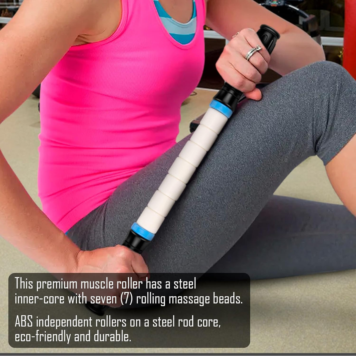 iGreely Portable Massage Roller Stick the Ultimate Muscle Roller 17 Inches Recommended By Physical Therapists Promotes Recovery Fast Relief for Cramps Soreness Tight Muscles-White