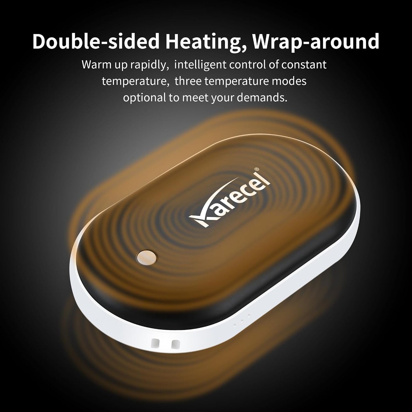 Karecel Rechargeable Hand Warmer, 5200mAh Double-Sided 4-inch Full-Surface Heat Electric Hand Warmer, Up to 11Hrs, Portable Handwarmer Pocket Heater, Tech Gifts for Men Women, Winter Essentials