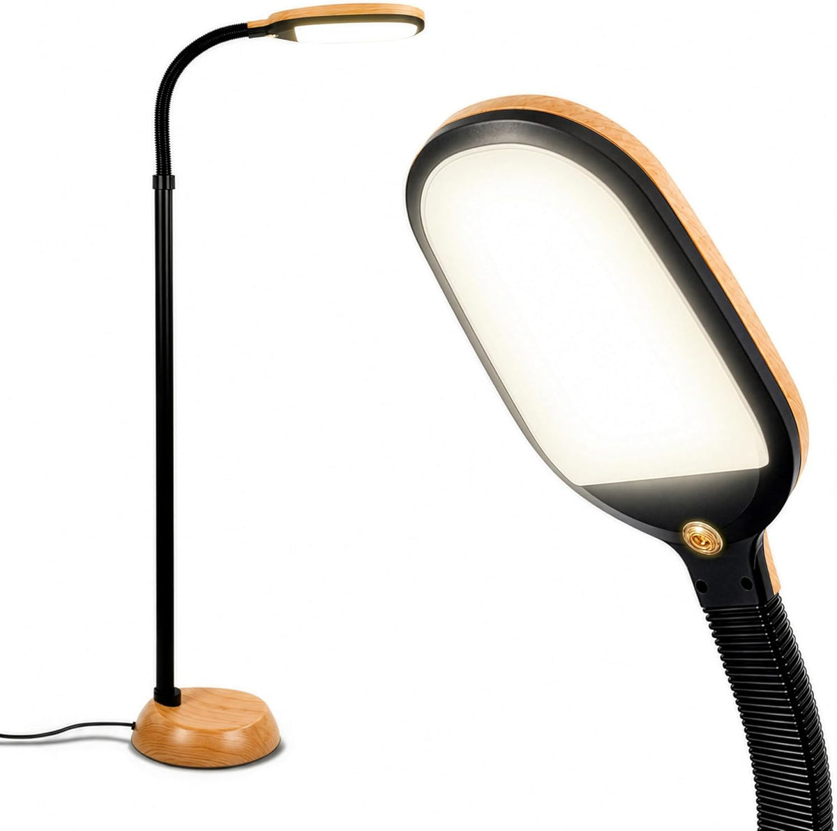 Brightech Litespan - Bright LED Floor Reading Lamp for Over Chair Crafts and Reading, Esthetician Light for Lash Extensions, Gooseneck Adjustable Standing Lamp for Living Room, Bedroom, Office - Black
